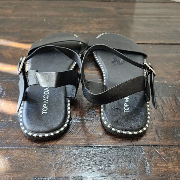 Top Moda Black Flat Sandals‎ Size 7.5 - Picture 2 of 5